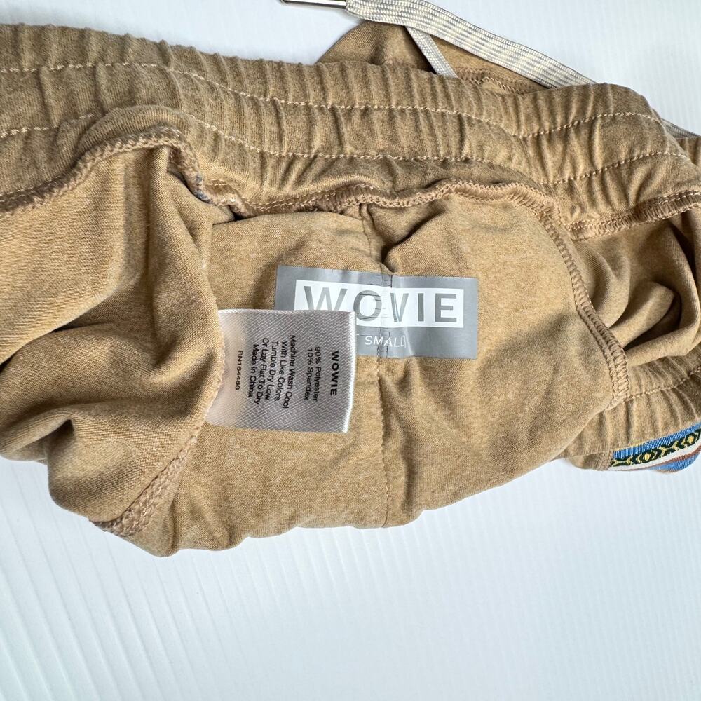 Wowie Kozie Lounge Shorts Wheat Tan Women’s Small Boho Tribal Pocket Loungewear - Picture 9 of 16